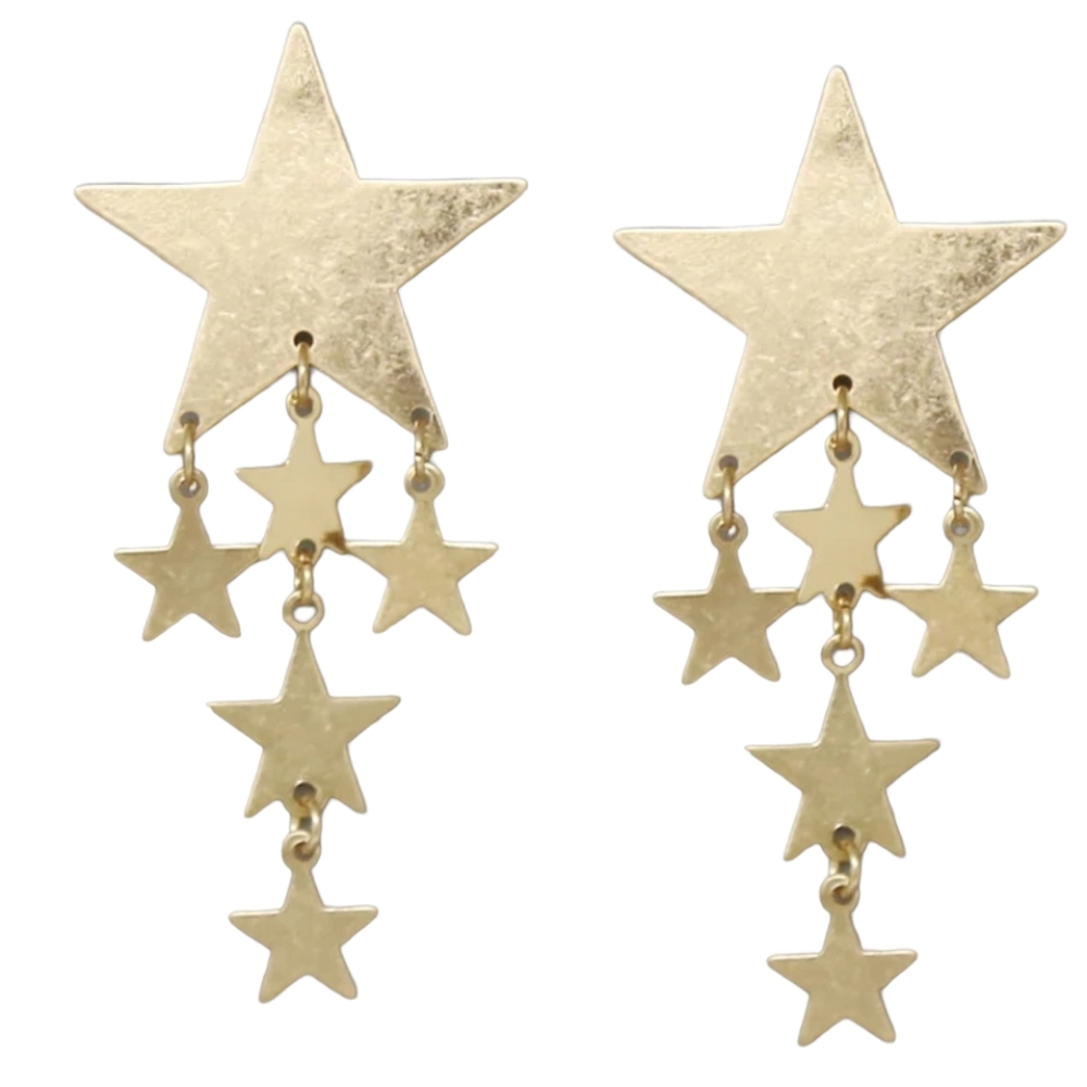 Metal Star Fringe Drop Earrings